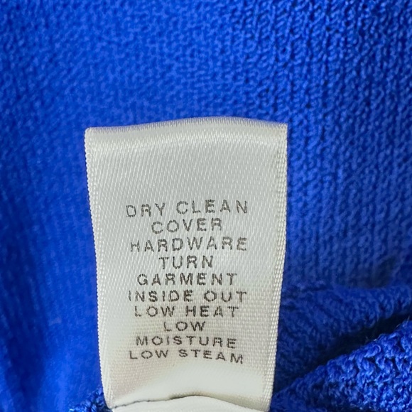 St. John Royal Blue Knit Concealed Button Cardigan Jacket - Picture 11 of 12